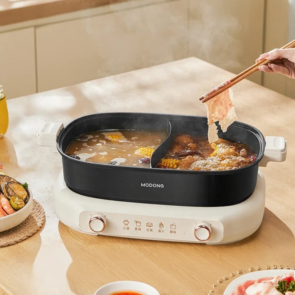 Rozdělený elektrický hot pot 7L s přepážkou a dvojitým řízením teploty