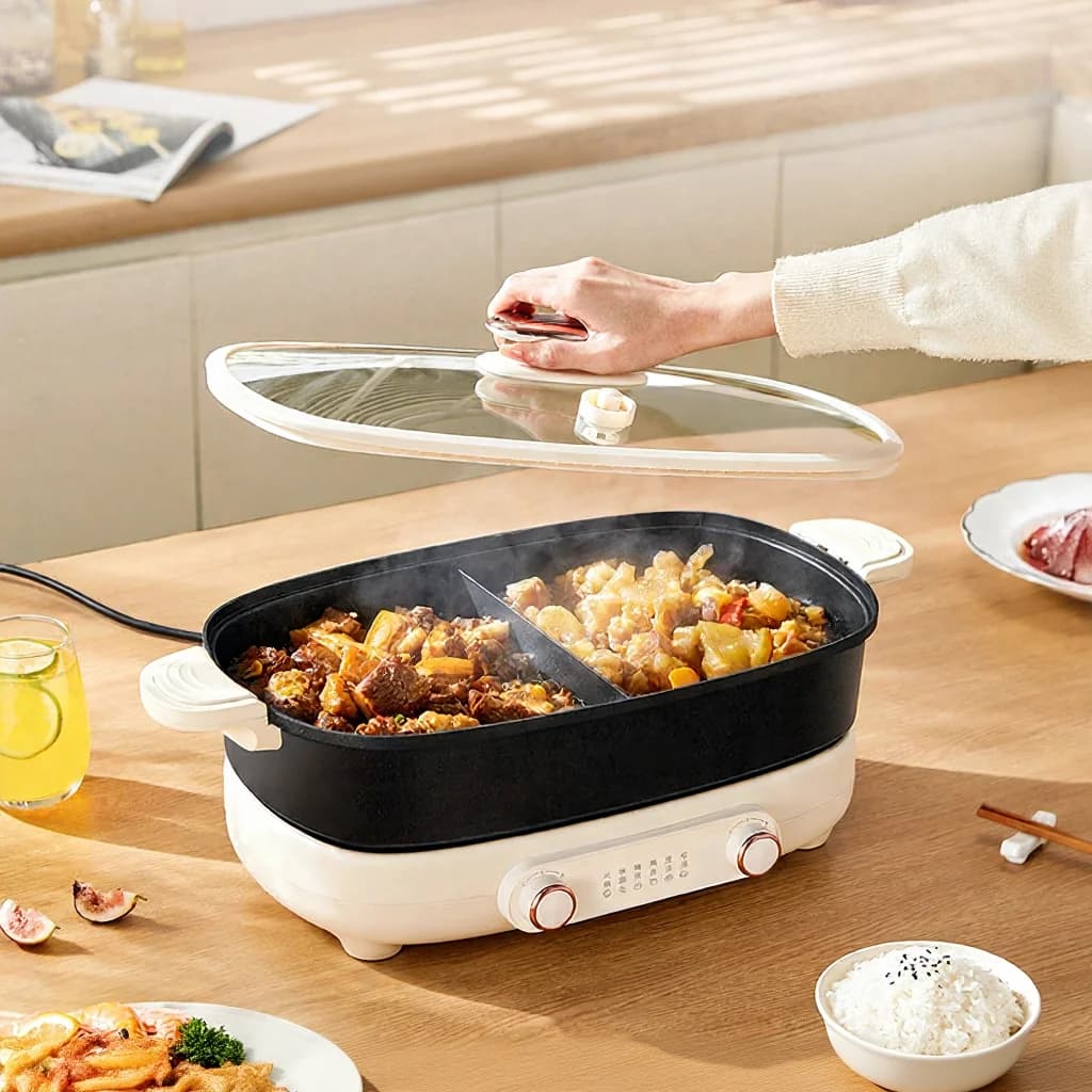 Rozdělený elektrický hot pot 7L se dvěma zónami a nezávislým řízením teploty