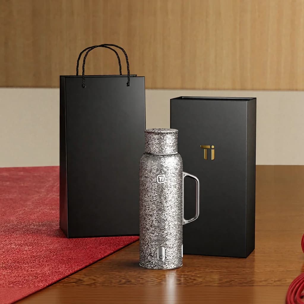 Čistý titanový termohrnek s displejem teploty, 601–700 ml
