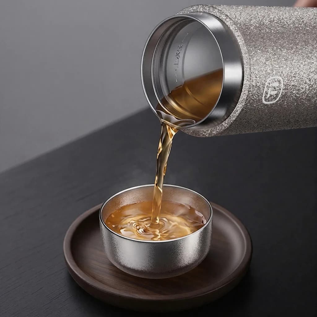 Sada šálků na Kung Fu čaj z čistého titanu, dvojitý šálek 55ml