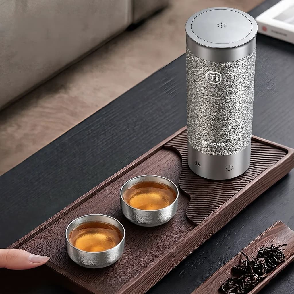 Sada šálků na Kung Fu čaj z čistého titanu, dvojitý šálek 55ml