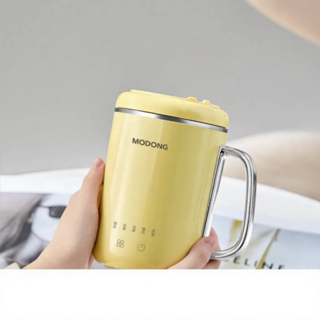 Přenosný elektrický dušicí hrnek 450ml 220V s filtrem a lžící