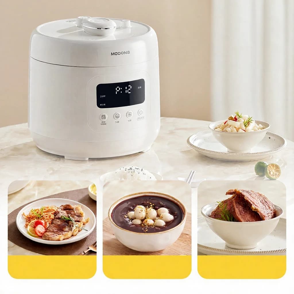 Elektrický tlakový hrnec 4L s keramickou vložkou, 800W, časovač 17-24H