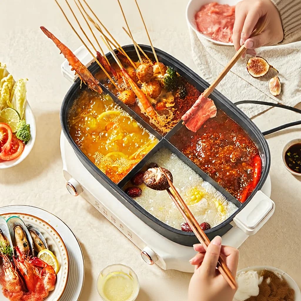 Rozdělený elektrický hot pot 7L s přepážkou a dvojitým řízením teploty