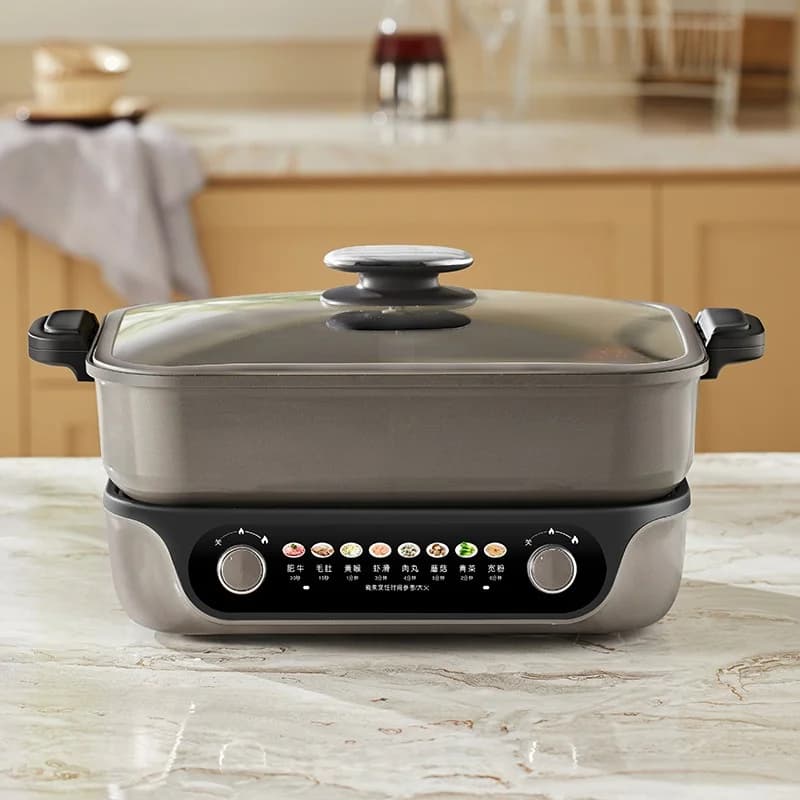 Elektrický dělený hot pot, ovládání dvěma knoflíky, 8L, černý