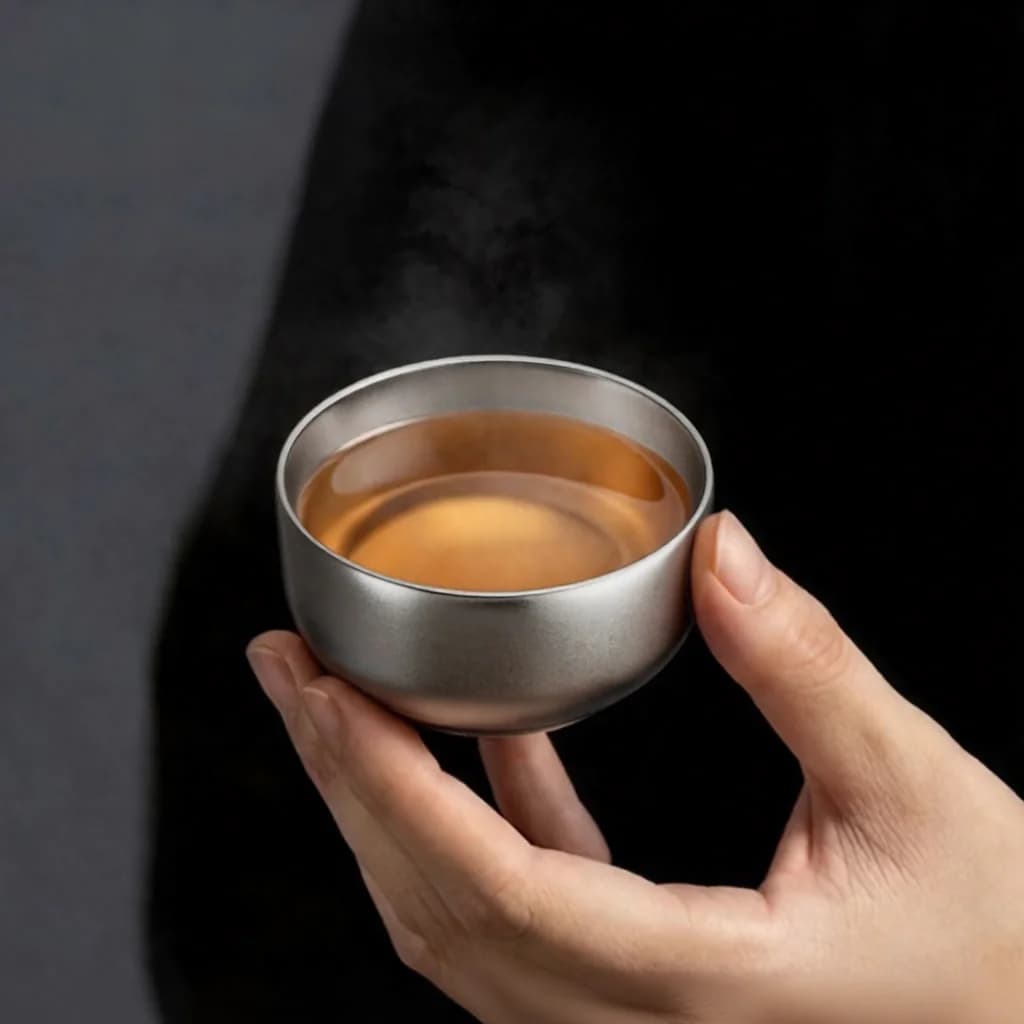 Sada šálků na Kung Fu čaj z čistého titanu, dvojitý šálek 55ml
