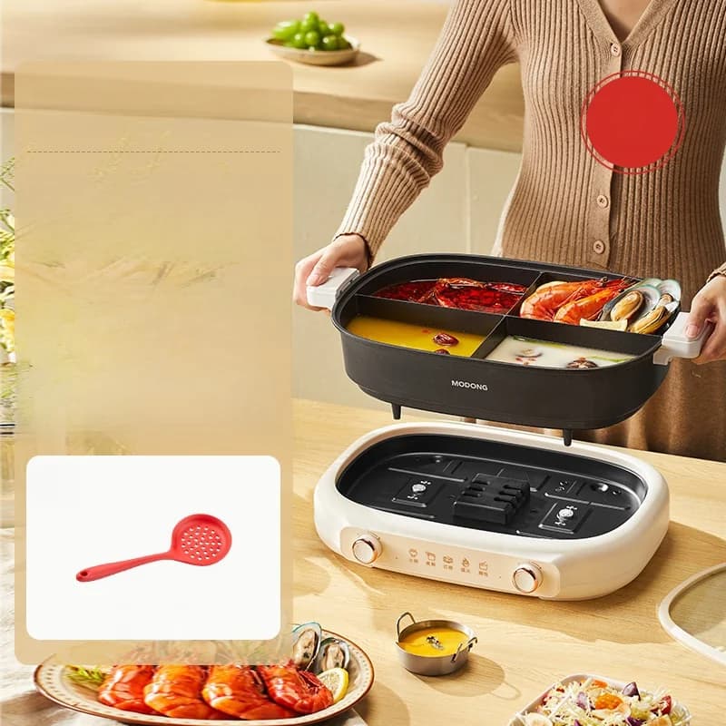 Rozdělený elektrický hot pot 7L s přepážkou a dvojitým řízením teploty