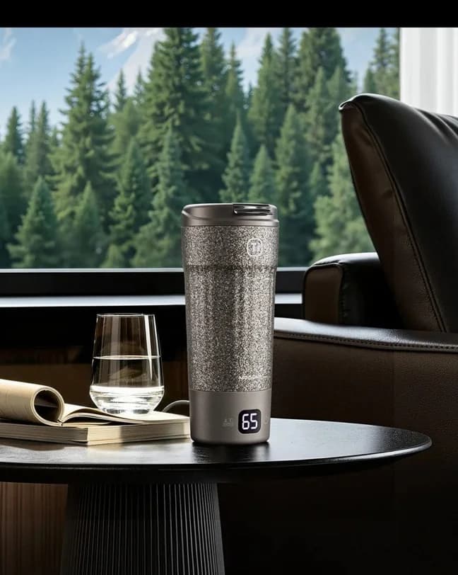 Titanium elektrický cestovní hrnek 400ml s displejem teploty
