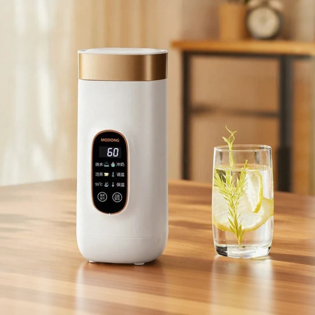 Přenosná elektrická cestovní konvice v hrnku s udržením teploty