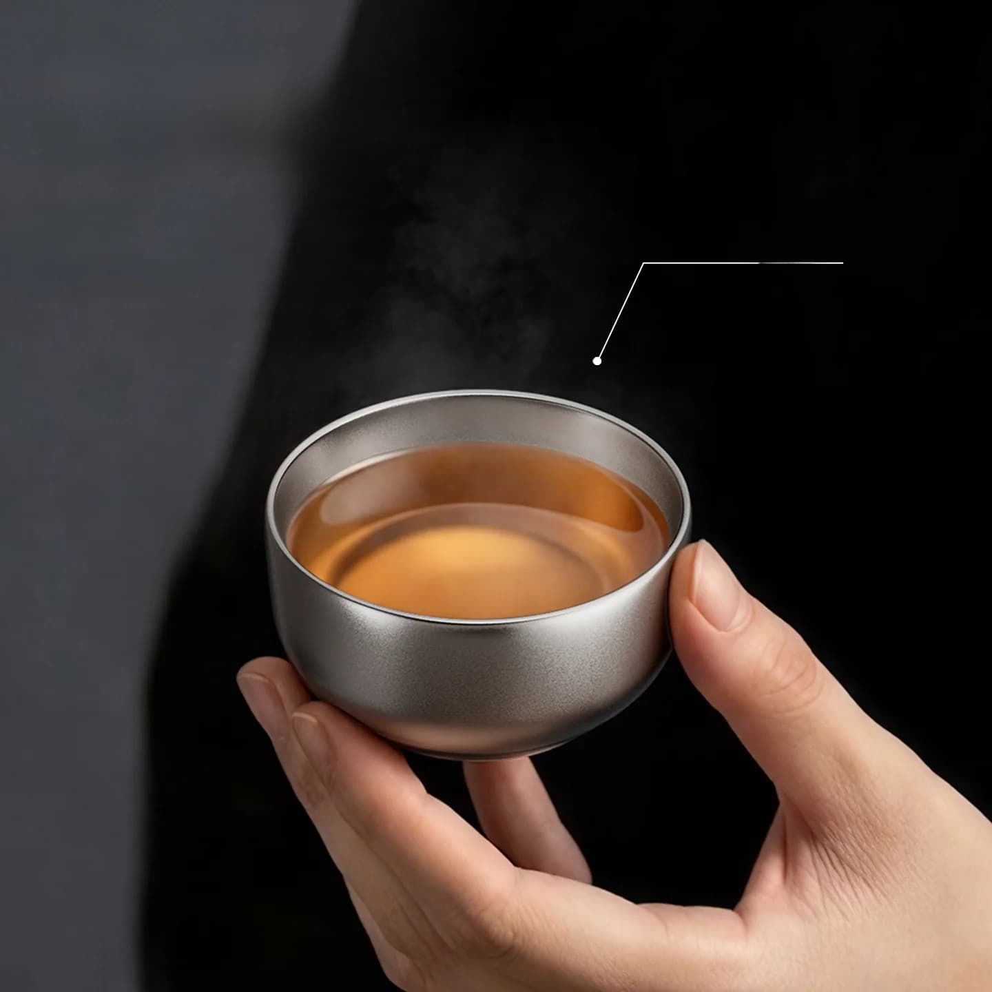 Set gongfu čajových šálků z čistého titanu 55ml, ručně vyrobené, hladký povrch