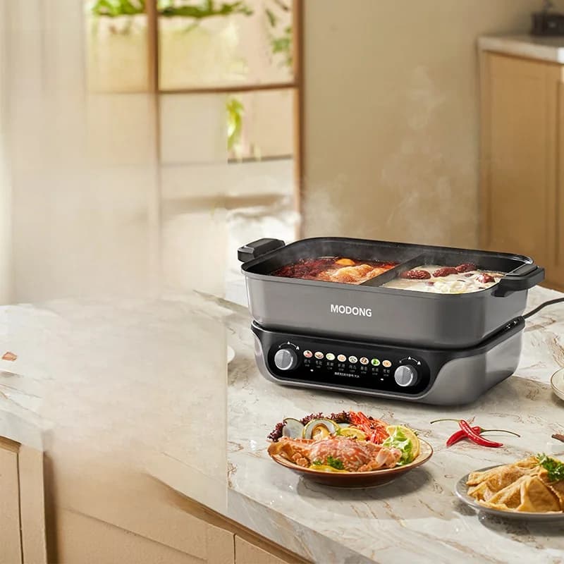 Dělený elektrický hrnec na hot pot s nepřilnavou vložkou, kapacita 8L