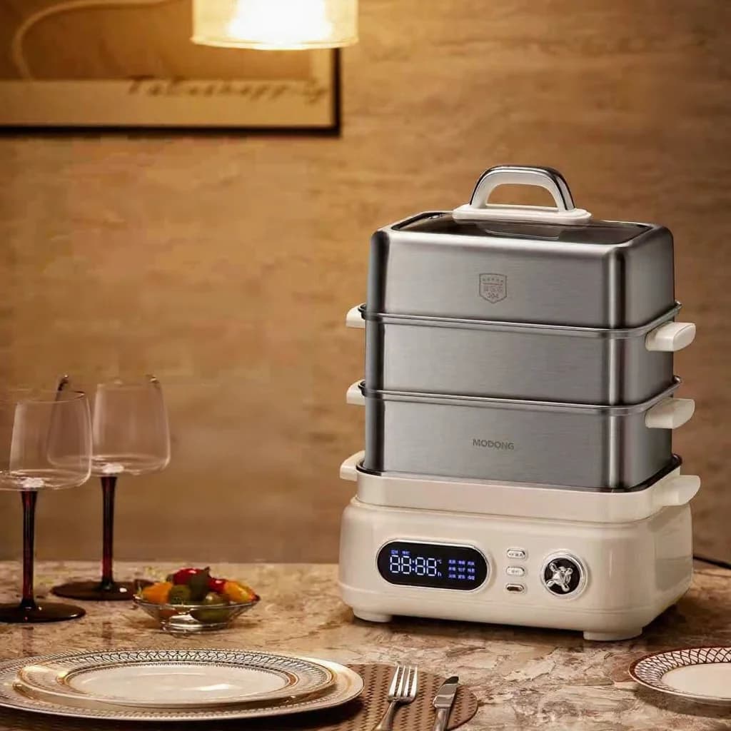 Elektrický nerezový třípatrový napařovač 18L 220V 1500W