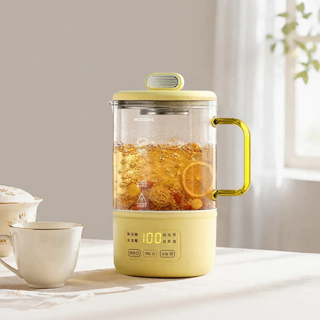 Skleněný elektrický hrnec na zdravé vaření 600ml 500W s udržením teploty a časovačem
