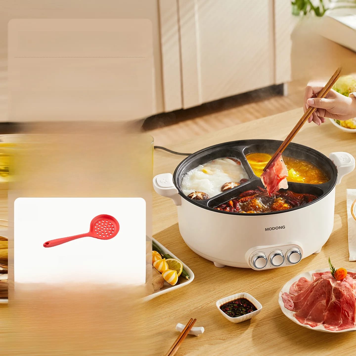 Elektrický hot pot s přepážkou 6L-8L, 220V, pro 5-6 osob