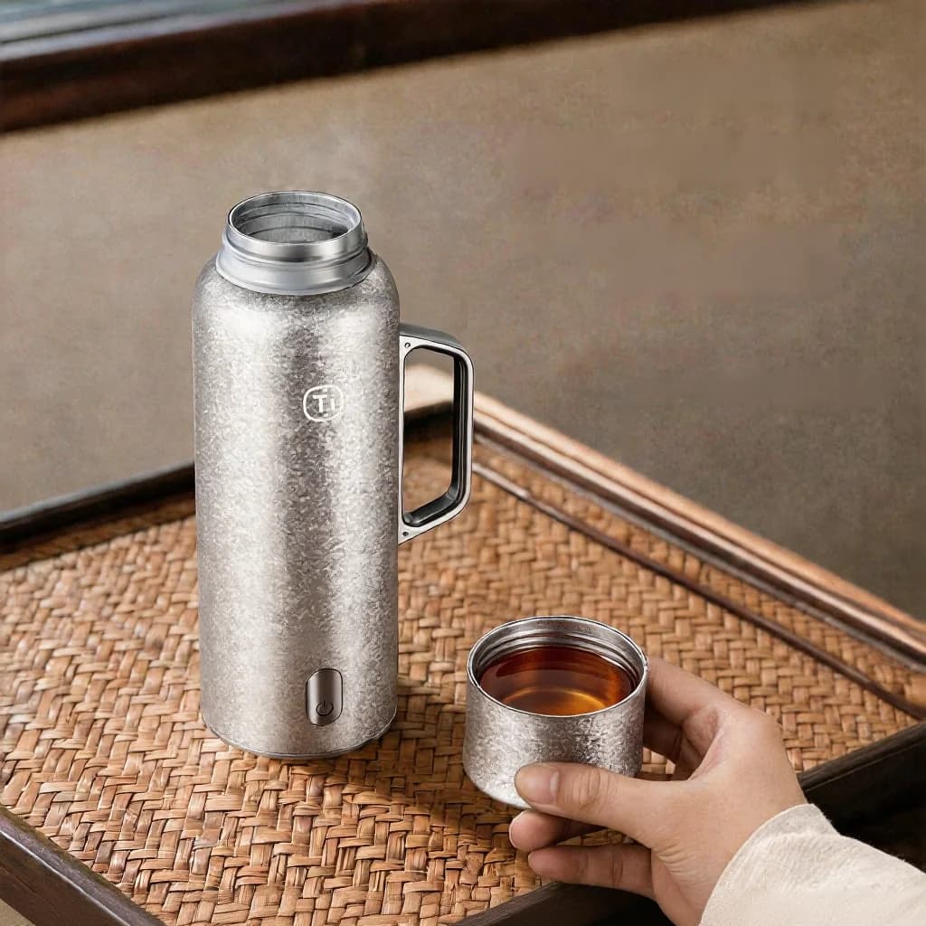 Titanový termo hrnek s ohřevem a uchem, 680 ml, dárková krabice