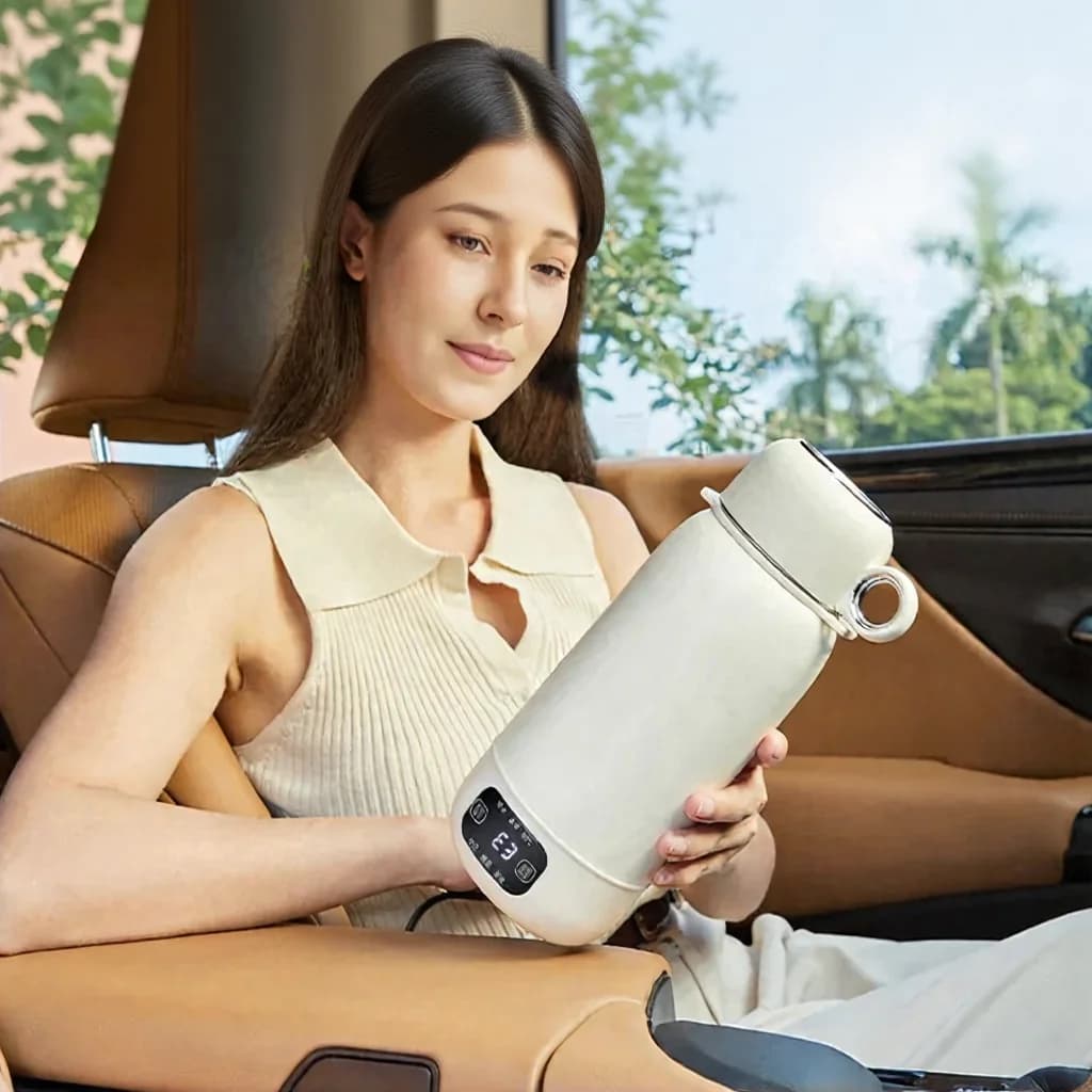 Přenosná elektrická cestovní konvice, vyhřívaný hrnek 1L 316 nerezová ocel