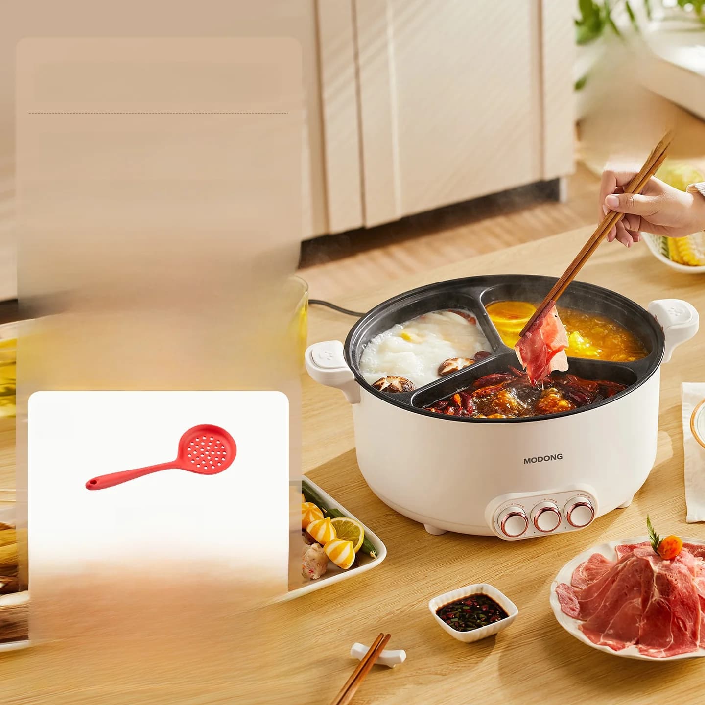 Elektrický hot pot s přepážkou 6L-8L, 220V, pro 5-6 osob