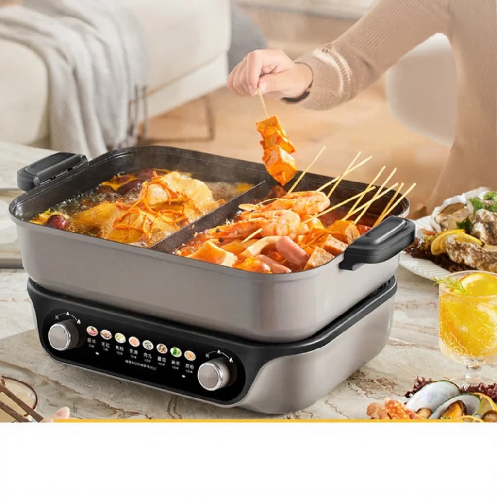 Elektrický dělený hot pot, ovládání dvěma knoflíky, 8L, černý