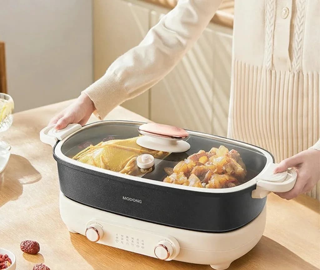 Rozdělený elektrický hot pot 7L se dvěma zónami a nezávislým řízením teploty