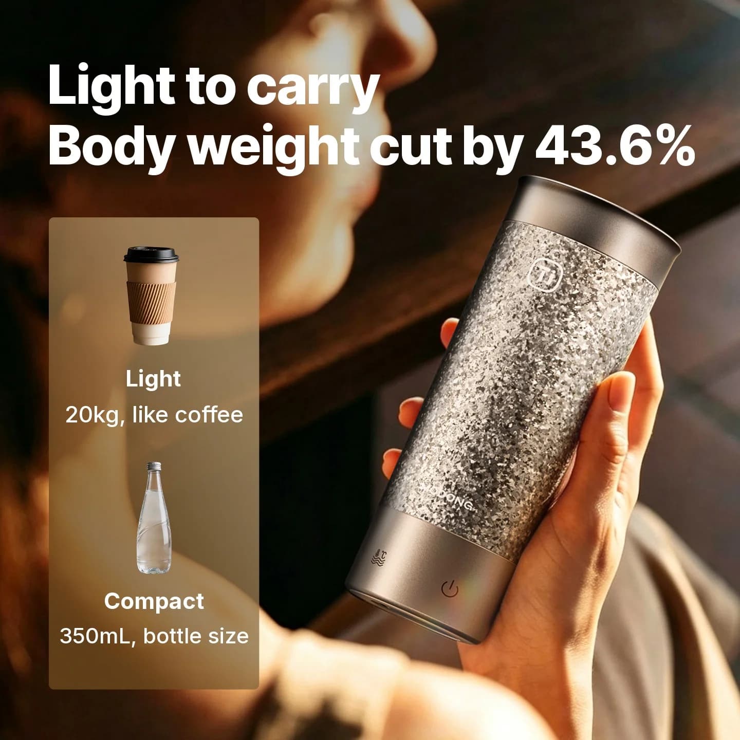 Titanový elektrický cestovní hrnek s ohřevem 350ml s regulací teploty