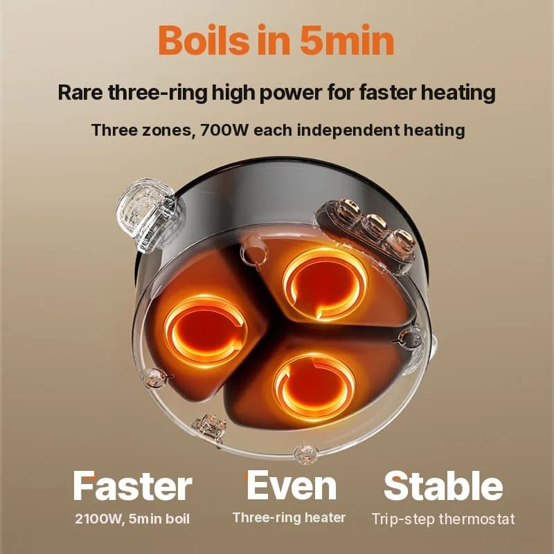 Elektrický hot pot s přepážkou 6L-8L, 220V, pro 5-6 osob