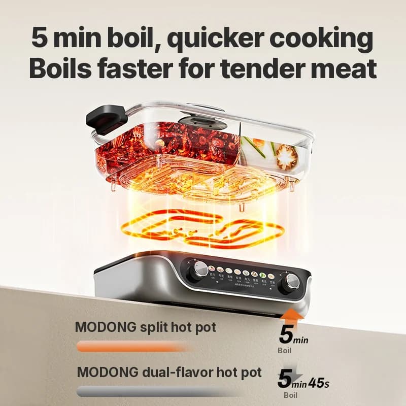Dělený elektrický hrnec na hot pot s nepřilnavou vložkou, kapacita 8L