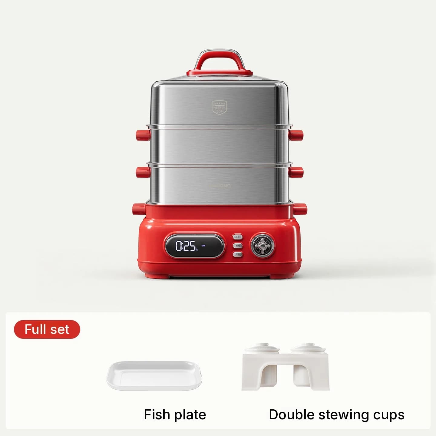 Elektrický nerezový třípatrový napařovač 18L 220V 1500W