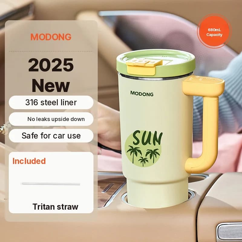 Přenosný elektrický ohřívací hrnek do auta na cesty