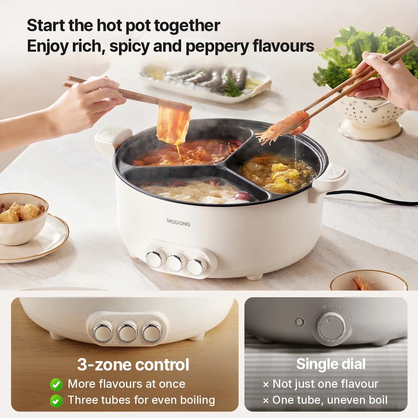 Elektrický hot pot s přepážkou, 5.6L/8L, 220V