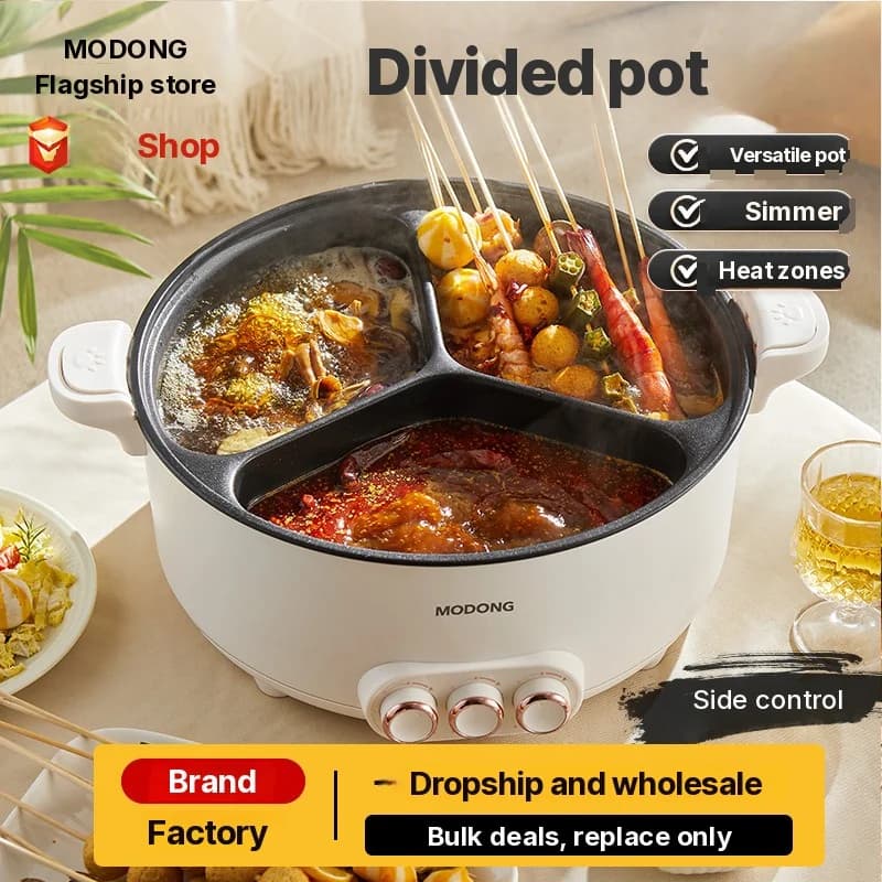Elektrický hot pot s přepážkou 6L-8L, 220V, pro 5-6 osob