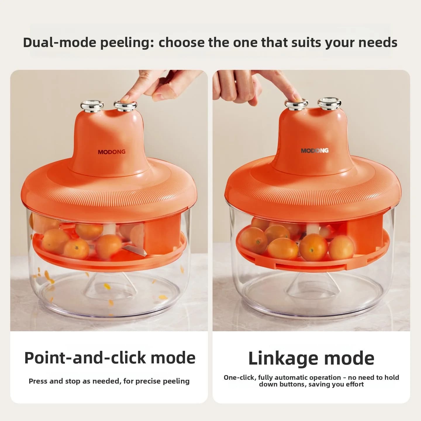 Automatická škrabka na ovoce a odstraňovač slupky česneku