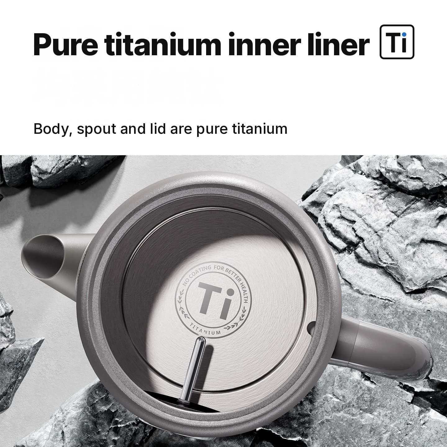 Čistě titanová elektrická konvice 1,8 l s teplotním displejem