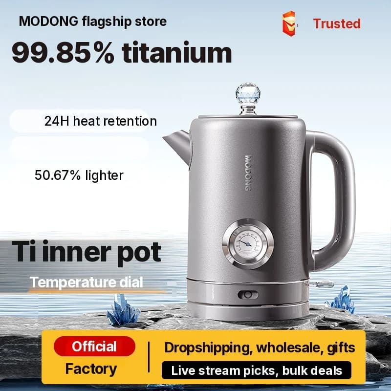 Čistě titanová elektrická konvice 1,8 l s teplotním displejem