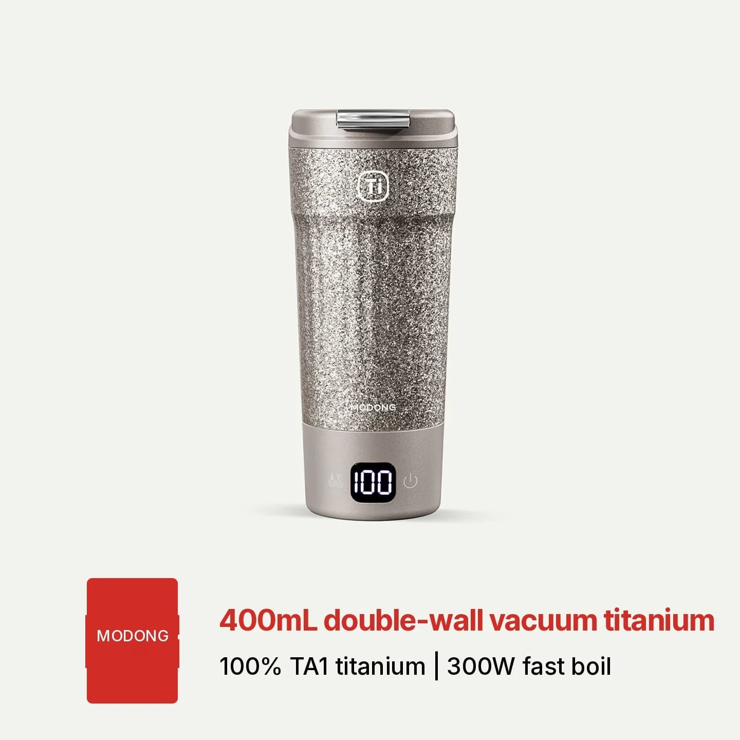 Přenosný titanový elektrický ohřívací hrnek 400 ml s displejem teploty