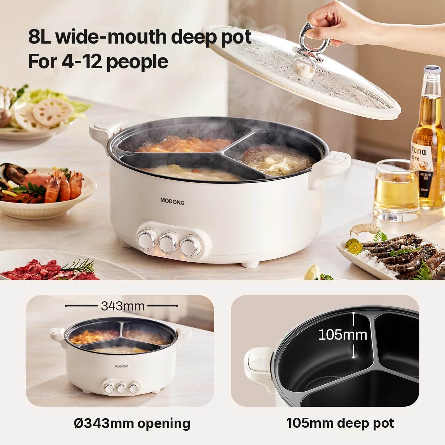 Elektrický hot pot s přepážkou, 5.6L/8L, 220V