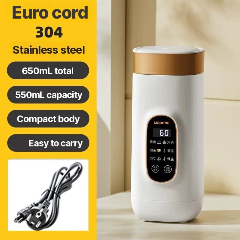 Přenosná elektrická cestovní konvice v hrnku s udržením teploty