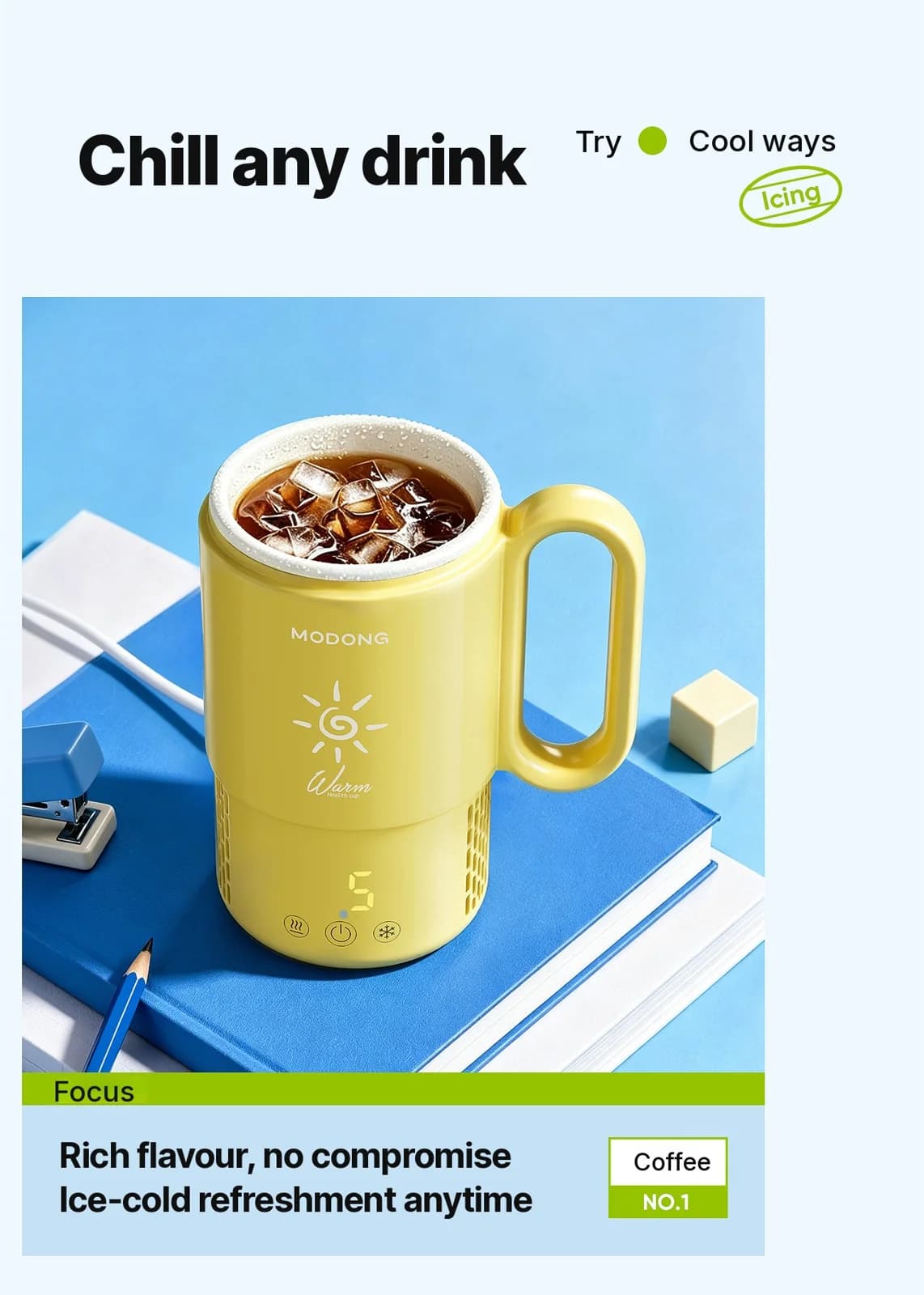 Přenosný termohrnek s chlazením a ohřevem, 450 ml, 36 W, dotykové ovládání