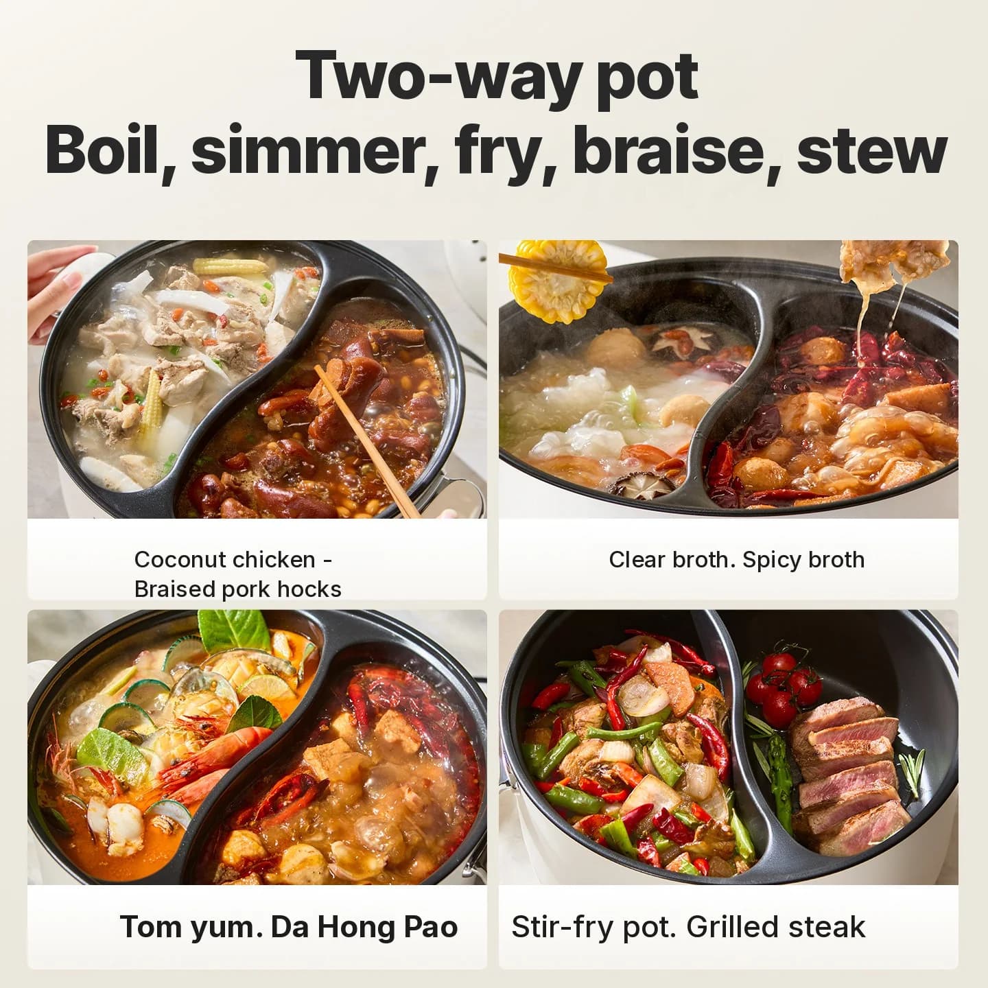 6L dvouzónový elektrický hot pot s nezávislou regulací teploty