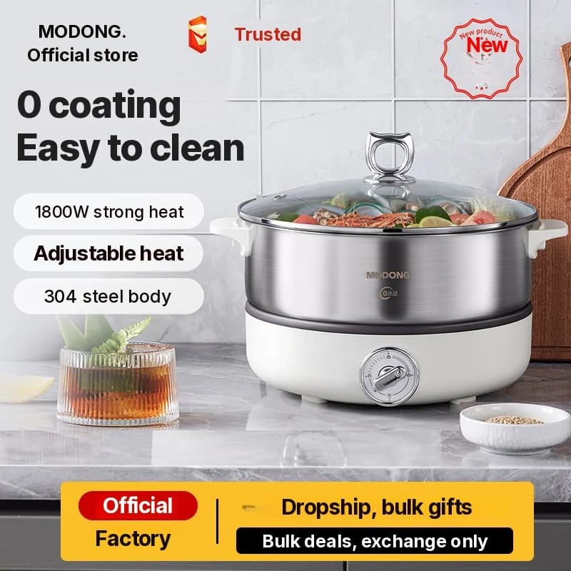 Dělený elektrický hot pot s vnitřní nádobou z nerezové oceli, 1500W