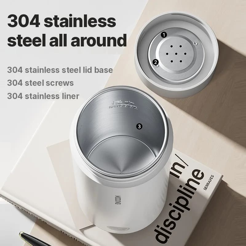 Přenosný elektrický ohřívací hrnek, nerez 304, 300 ml, 220 V