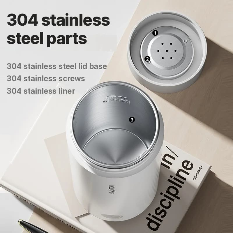 Přenosný elektrický ohřívací hrnek na vodu s vložkou 304, 300 ml