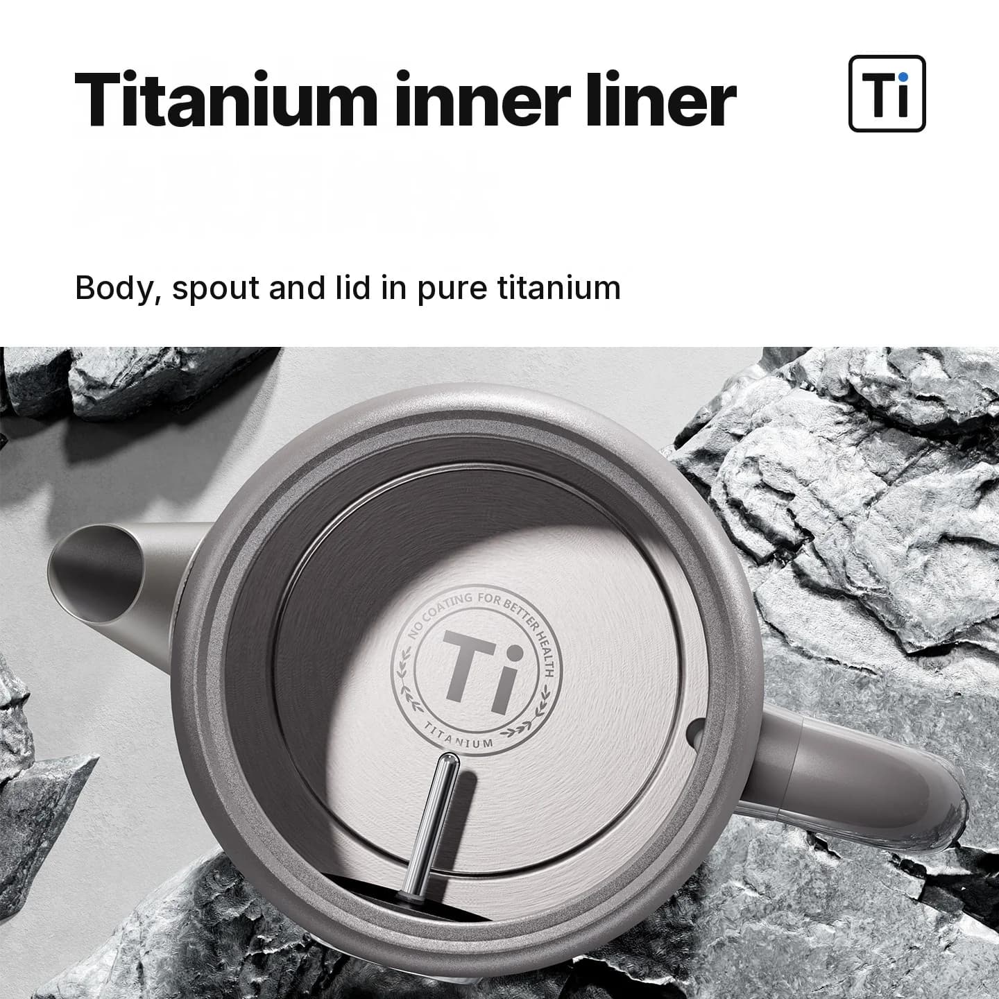 Čistě titanová elektrická konvice 1,8 l s displejem teploty