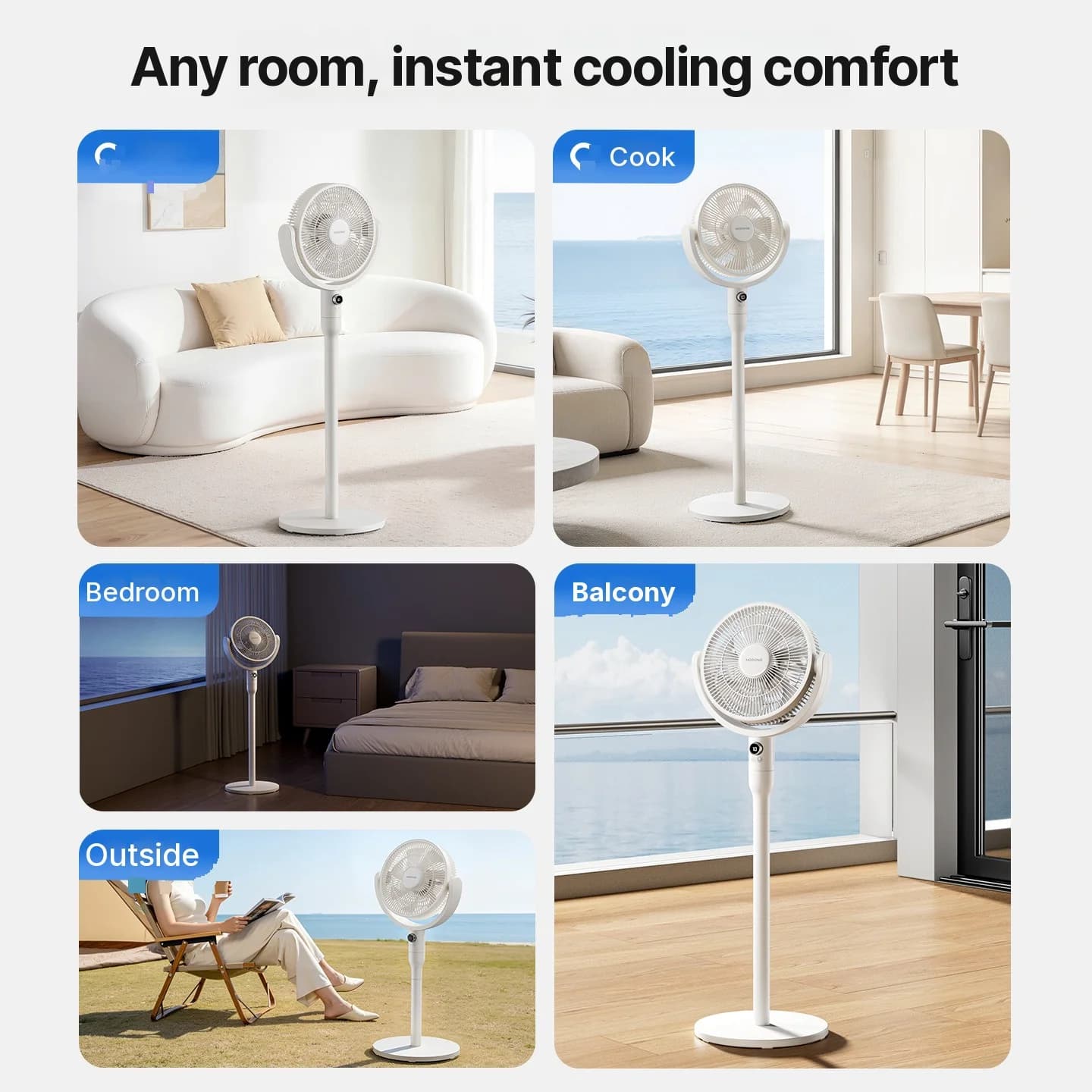 Stolní cirkulační ventilátor s ovládáním hlasem a oscilací