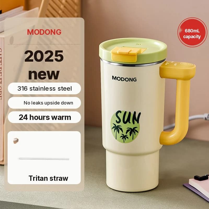 Přenosný elektrický ohřívací hrnek s 680ml nerezovým vnitřkem