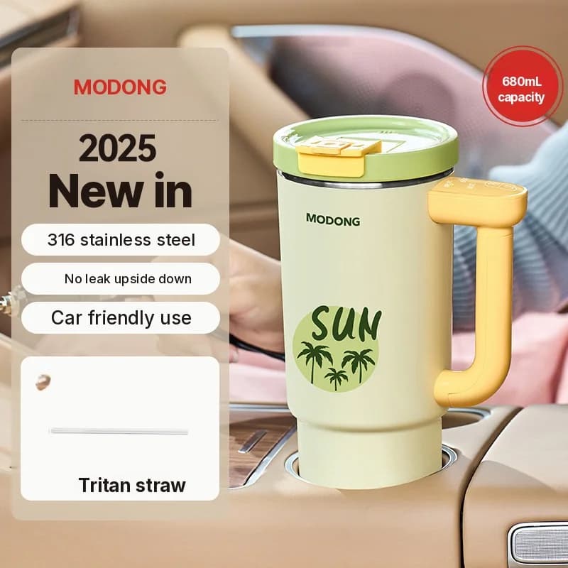 Přenosný elektrický ohřívací hrnek s 680ml nerezovým vnitřkem