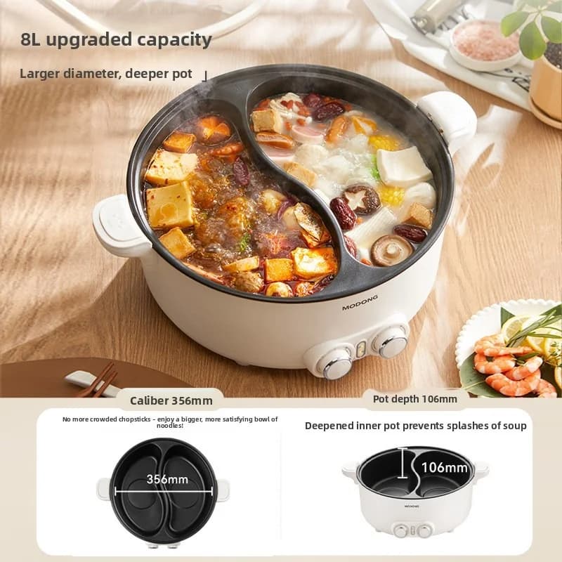 Elektrický dvouzónový hotpot 8L s nastavitelnou teplotou