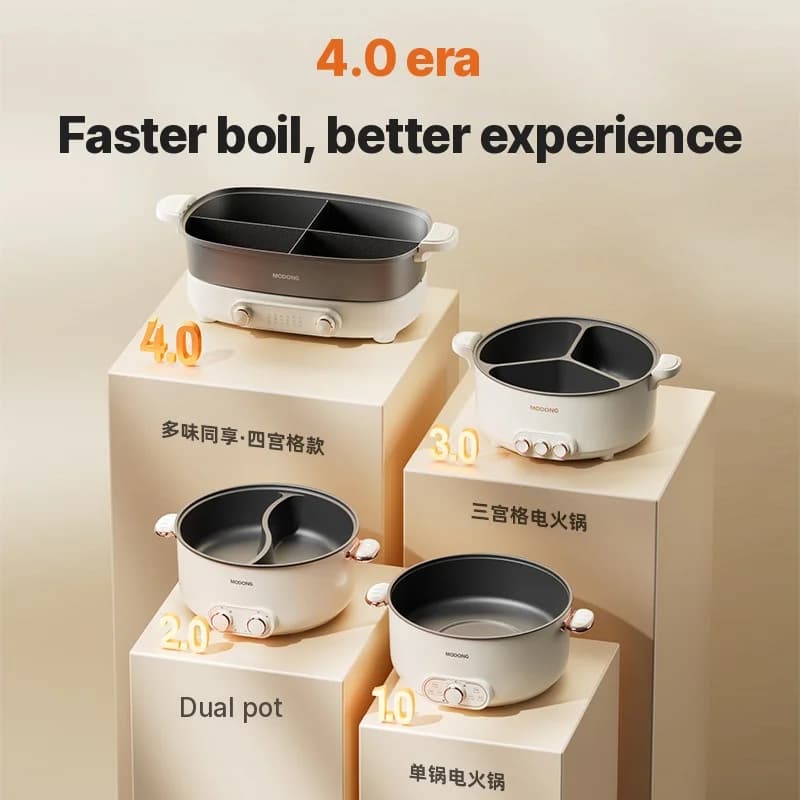 Elektrický hot pot 7L s přepážkou nebo čtyřdílnou přihrádkou, 220V, dělený hrnec