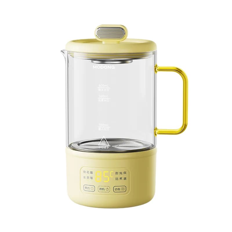 Skleněný elektrický zdravotní hrnec 600 ml, 500 W, s funkcí udržování tepla a časovačem
